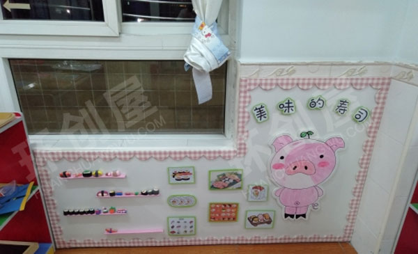 幼儿园各区卡通作品墙面布置图片