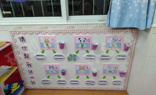幼儿园各区卡通作品墙面布置图片