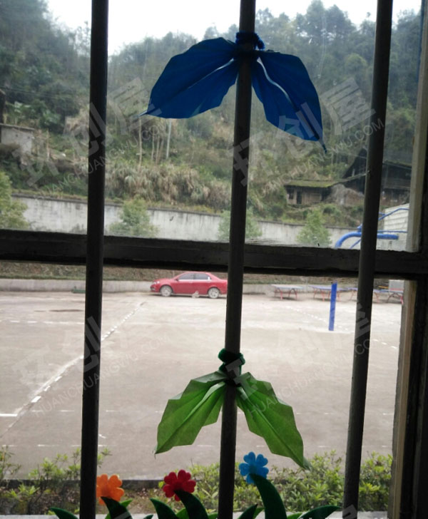 幼儿园折纸树叶窗户装饰图片