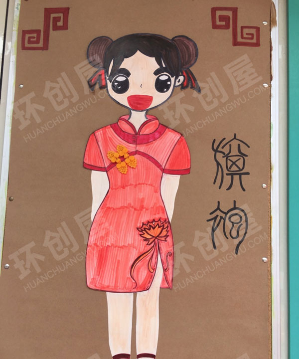 幼儿园走廊中国传统文化楼梯挂画图片