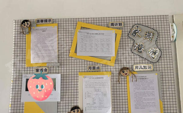 幼儿园简约风家园联系栏图片