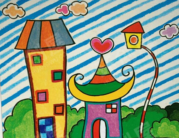 幼儿园绚丽多姿蜡笔画作品展示图片