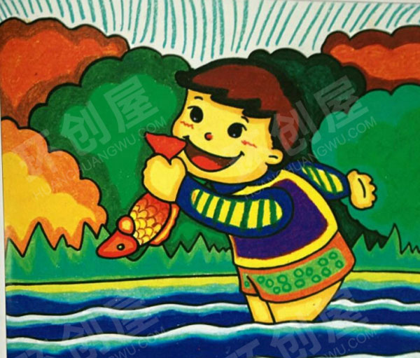 幼儿园绚丽多姿蜡笔画作品展示图片