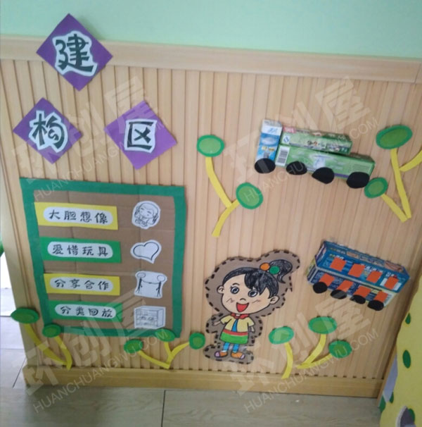 幼儿园美观实用建构区墙面布置图片