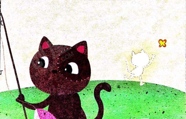 幼儿园自制绘本图书小猫钓鱼图片