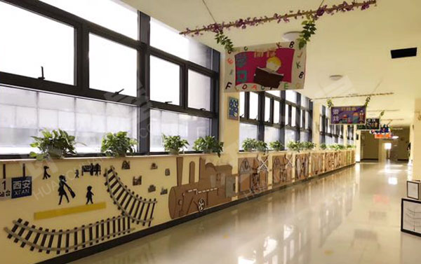 幼儿园走廊墙面废物利用图片