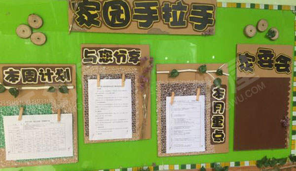 幼儿园森系小清新风家园联系栏图片