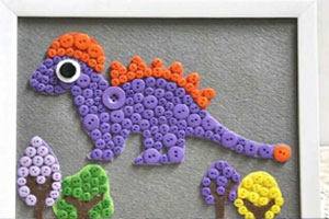 幼儿园纽扣不织布相框作品展示图片9张