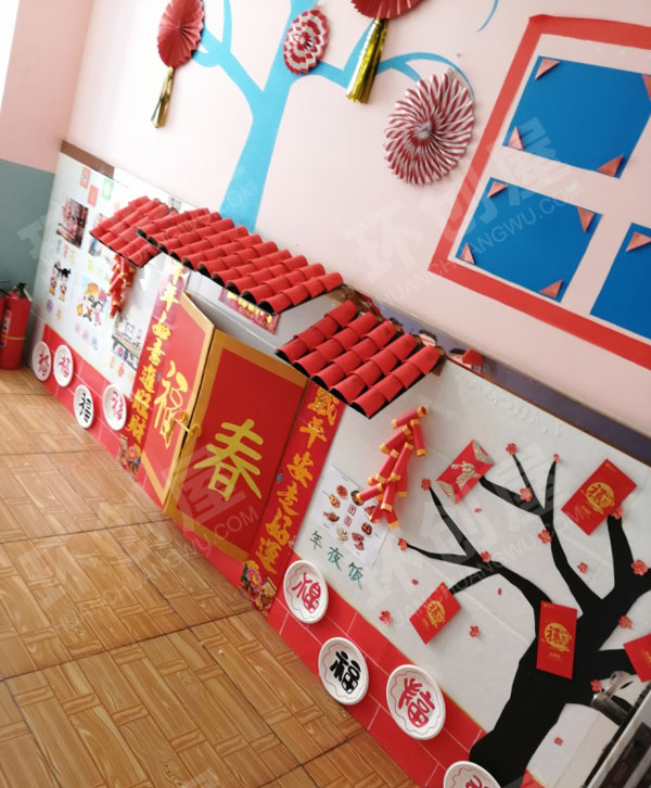 幼儿园中国风春节主题墙面布置图片