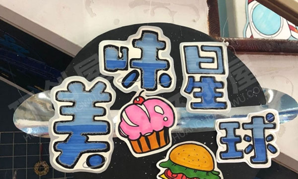 幼儿园太空主题区域牌吊饰图片