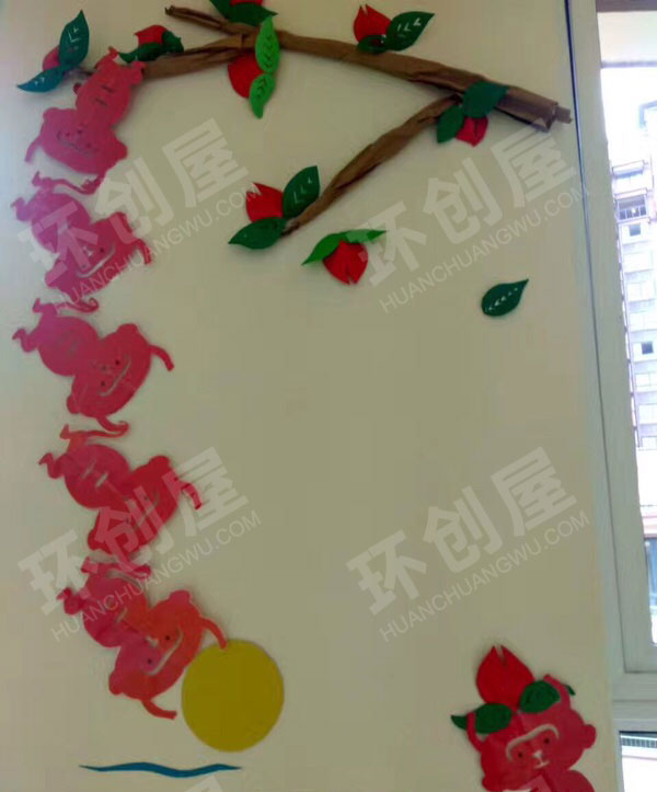 幼儿园走廊墙面中国传统风图片