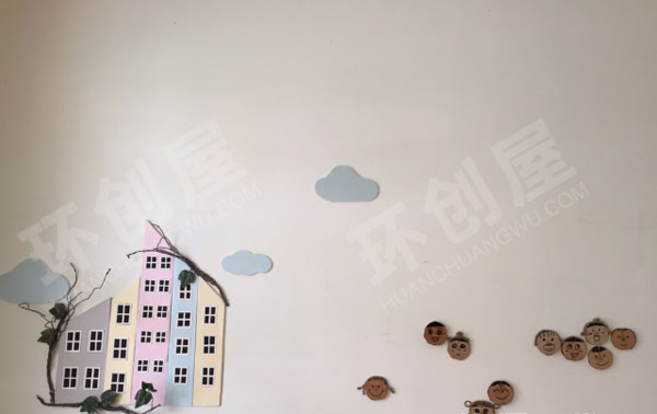 幼儿园莫兰迪色系灰蓝简约风家园联系栏图片