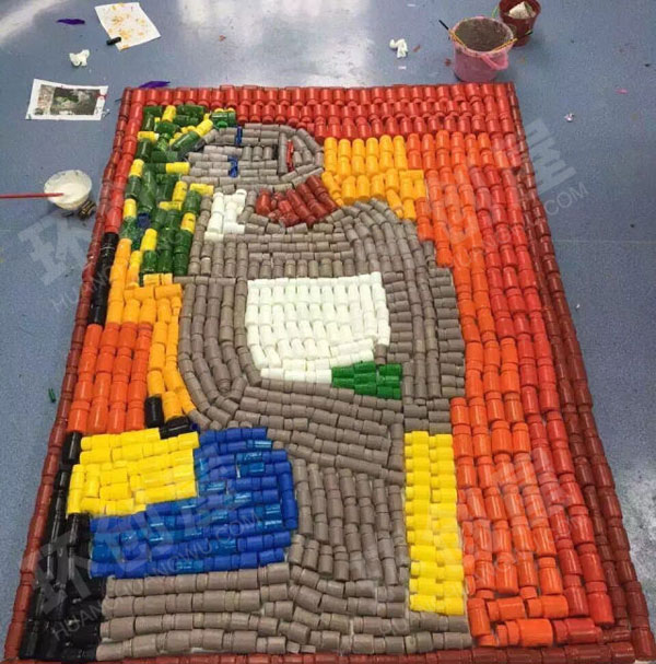 幼儿园纽扣泡沫球废物利用作品展示图片