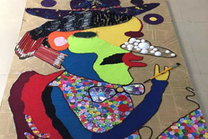 幼儿园纽扣泡沫球废物利用作品展示图片3张