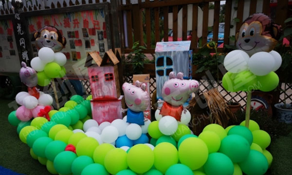 幼儿园户外活动六一活动场景布置森林动物园图片