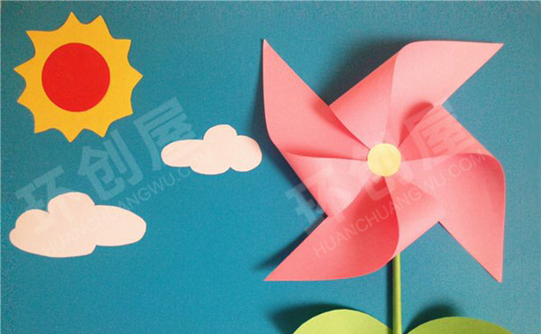 幼儿园美工区粘贴画风车花图片