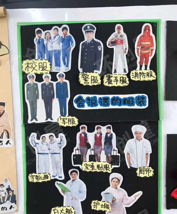 幼儿园各行各业服装主题墙图片