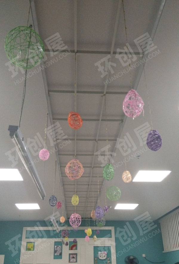 幼儿园毛线球挂饰图片