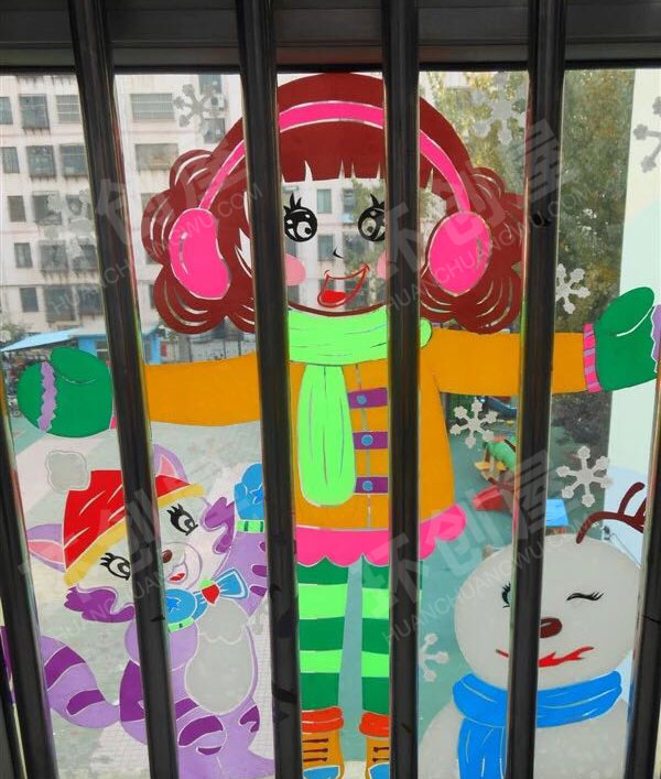 幼儿园有趣的玻璃刻画图片