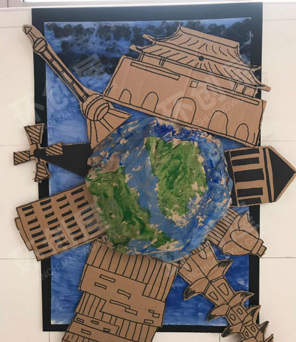 幼儿园废物利用走廊墙面作品展示图片