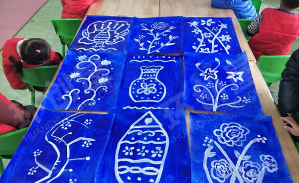 幼儿园我画的青花瓷作品展示图片