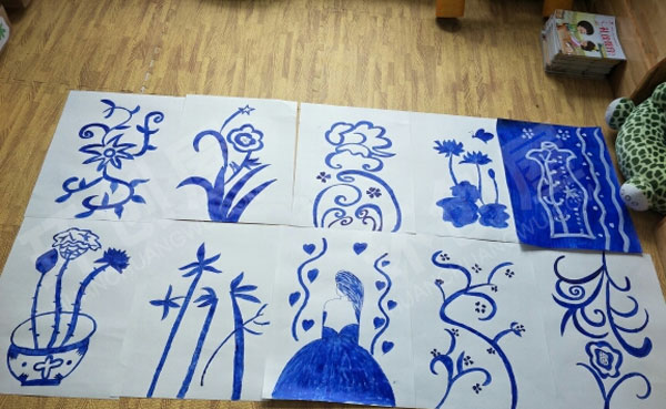 幼儿园我画的青花瓷作品展示图片