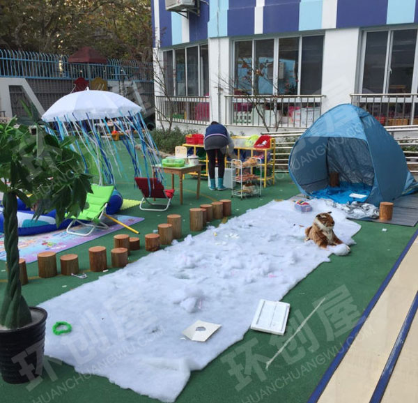 幼儿园户外搭建帐篷活动图片