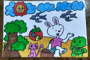 幼儿园阅读区故事连环画龟兔赛跑图片4张