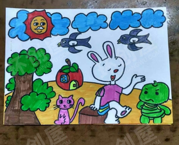 幼儿园阅读区故事连环画龟兔赛跑图片