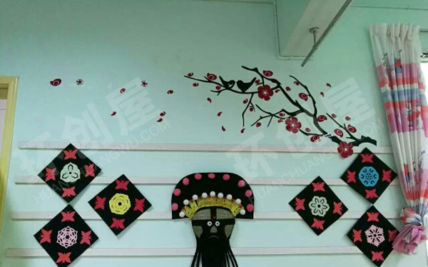 幼儿园中国风特色主题国粹京剧脸谱墙面布置图片