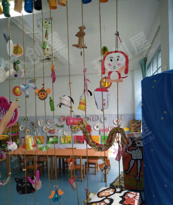 幼儿园废物利用环保各种样式吊饰图片