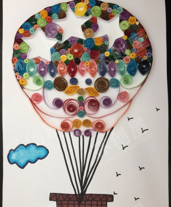 幼儿园走廊手工制作衍纸画墙面装饰图片
