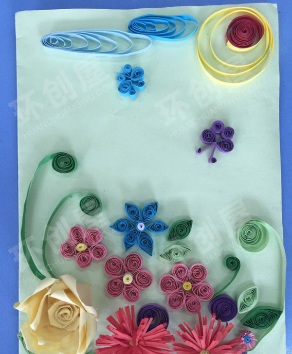 幼儿园走廊手工制作衍纸画墙面装饰图片