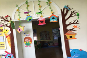 幼儿园卡通小鸟门头装饰图片2张