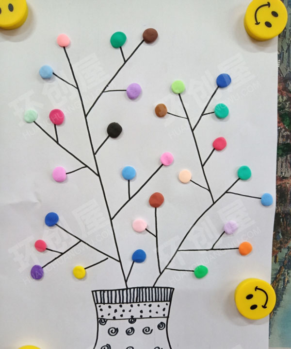 幼儿园黏土线描画作品展示图片