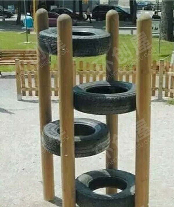 幼儿园车胎百变造形户外图片