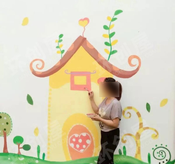 幼儿园户外教室墙面可爱手绘图片