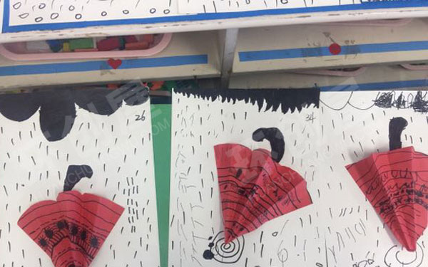 幼儿园美工区手工作品雨伞图片