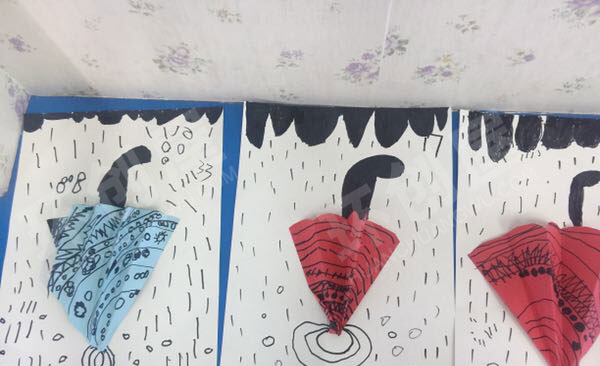 幼儿园美工区手工作品雨伞图片