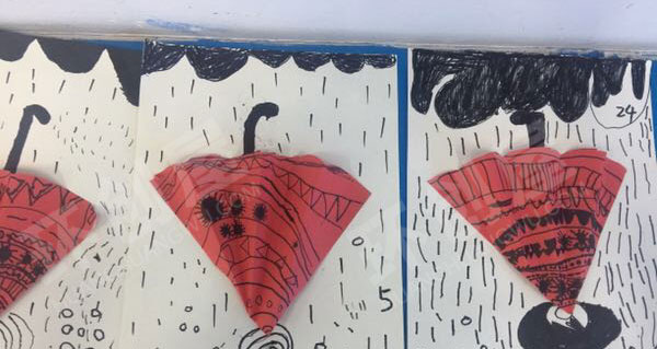 幼儿园美工区手工作品雨伞图片