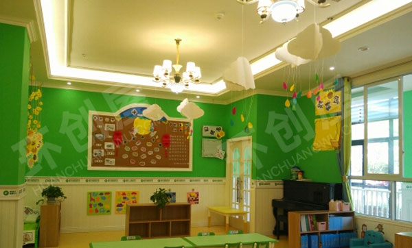 幼儿园田园风装修中秋节主题墙设计图片