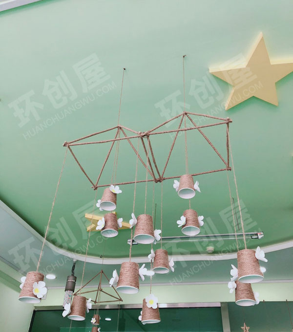 幼儿园废物利用森系风吊饰图片