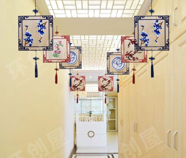 幼儿园青花瓷竹编超好看中国风吊饰图片