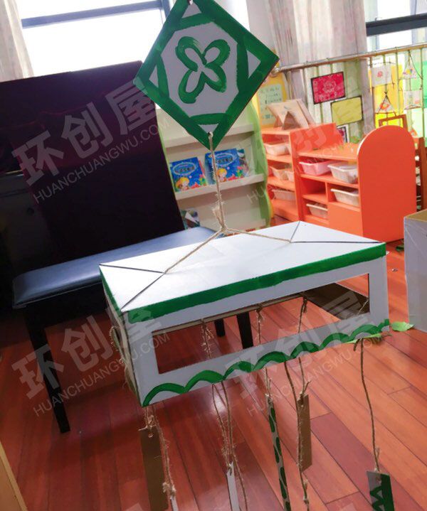 幼儿园纸盒麻绳吊饰图片