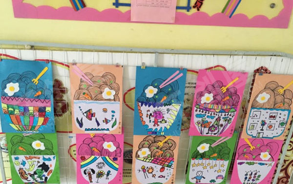 幼儿园美术大碗面作品展示图片