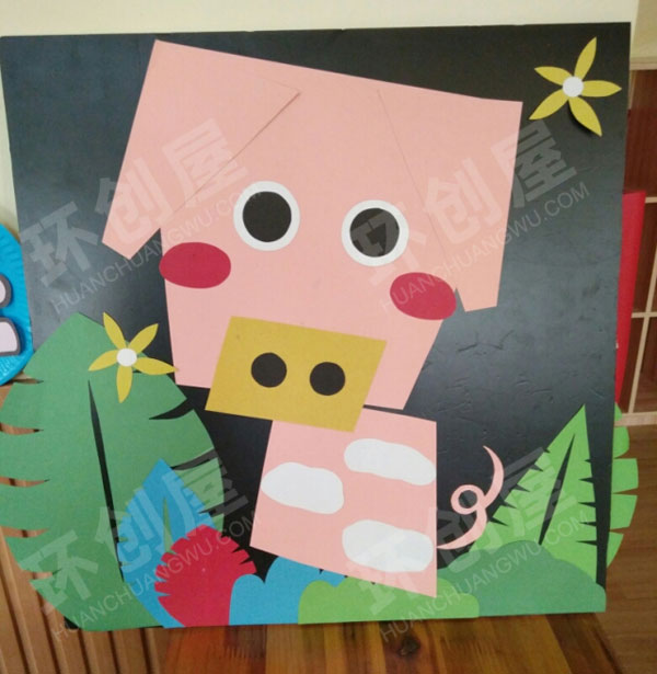 幼儿园卡纸摆拼动物作品展示图片