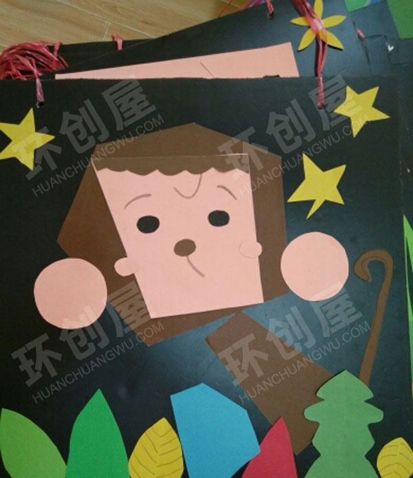 幼儿园卡纸摆拼动物作品展示图片
