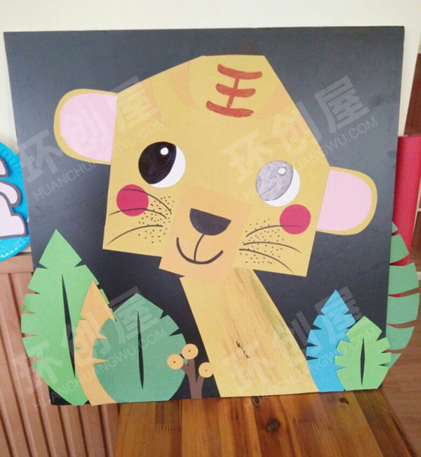 幼儿园卡纸摆拼动物作品展示图片