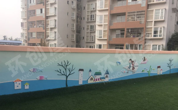 幼儿园户外围墙面绘画图片