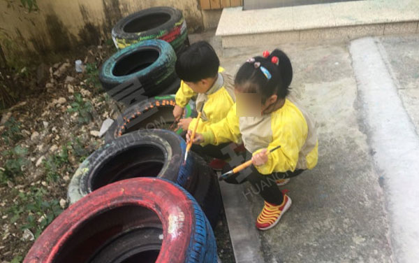 幼儿园户外水粉创意涂鸦图片